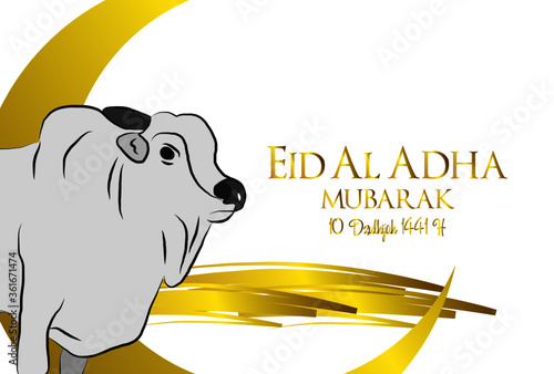 Muslim holiday Eid al-Adha. the sacrifice a ram. graphic design decoration kurban bayrami. month lamb, sheep, and camel. vector illustration. 1441 H or 2020