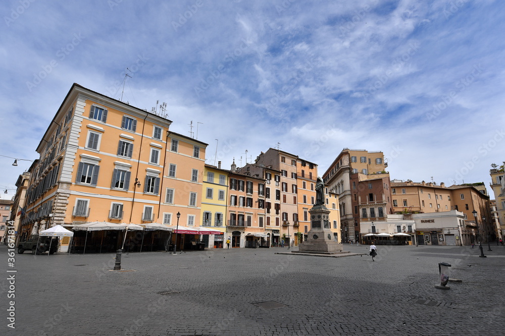 Rome May 1st 2020: Campo de' fiori square deserted due to lockdown covid-19