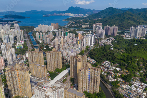Photography Top view of Hong Kong residential district