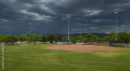 Baseball diamond awaiting the monsoon rains