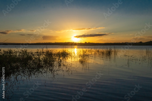 sunset over the lake
