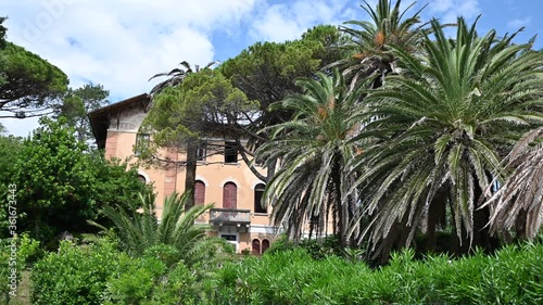 Monterosso, Liguria, Italy. June 2020. The home of the nobel prize poet Eugenio Montale. It is surrounded by a park dedicated to him. photo