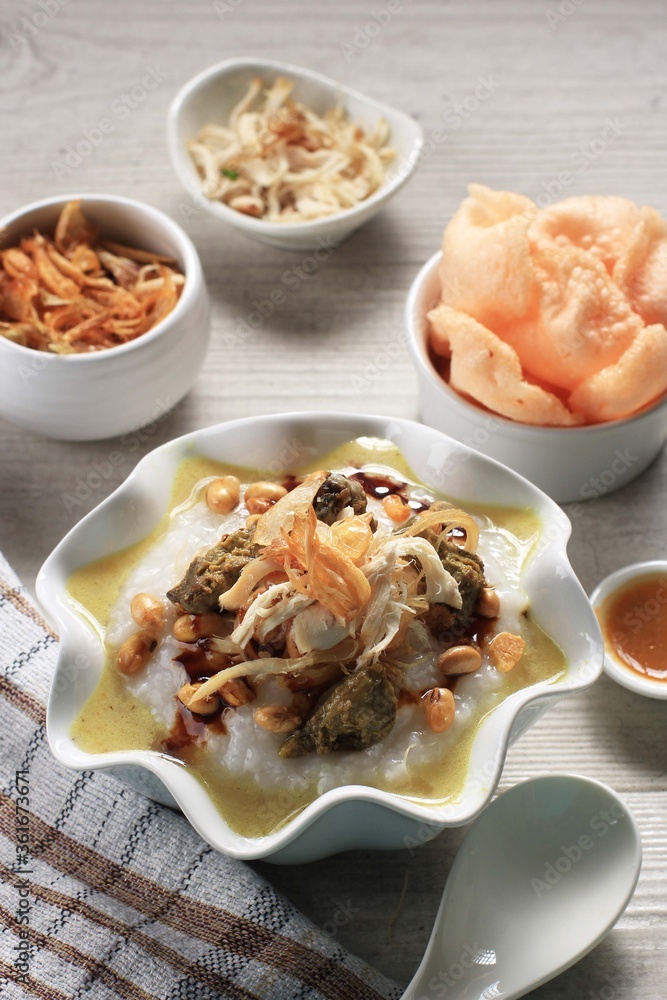 Bubur Ayam or Indonesian Rice Chicken Porridge Bubur Ayam or Indonesian Rice Chicken Porridge
