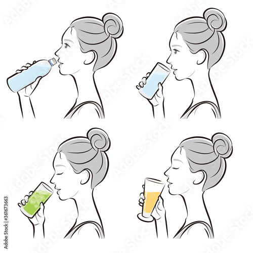 女性の横顔, 冷たい飲み物