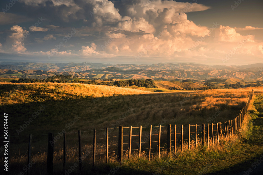 Sunset over the fields, New Zealand
