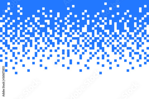 Fading pixel pattern background.Blue and white pixel background. Vector illustration.