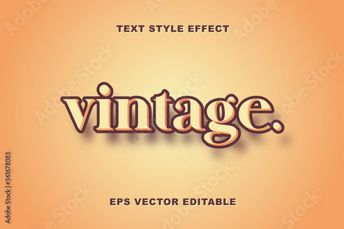 vintage brown color editable text effect or text style premium vector