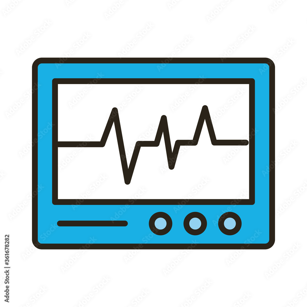 medical ekg machine cardiology pulse line and fill icon medical ekg machine cardiology pulse line and fill icon
