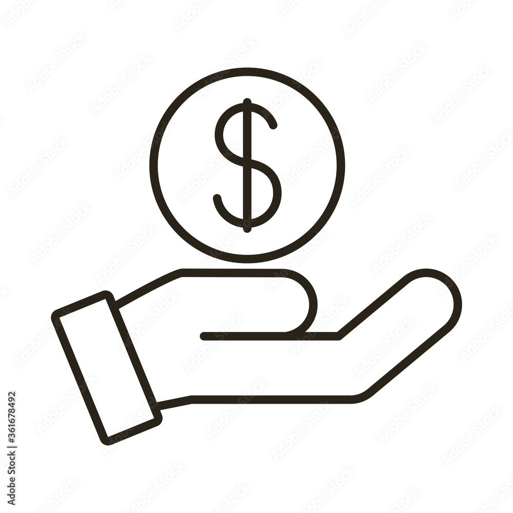 hand lifting coin line style icon hand lifting coin line style icon