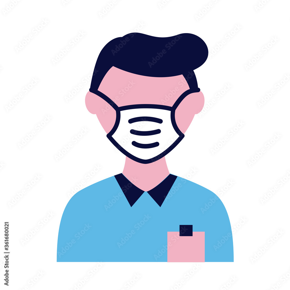 male wearing medical mask flat style icon male wearing medical mask flat style icon