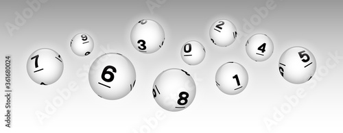 Vector White Sphere Lottery Bingo Balls From Number 0 to 9