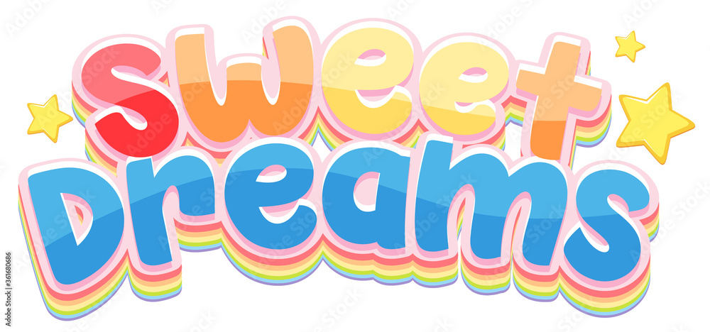 Sweet dreams logo in pastel color with little stars Sweet dreams logo in pastel color with little stars