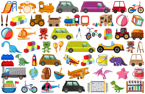 Set of various objects cartoon