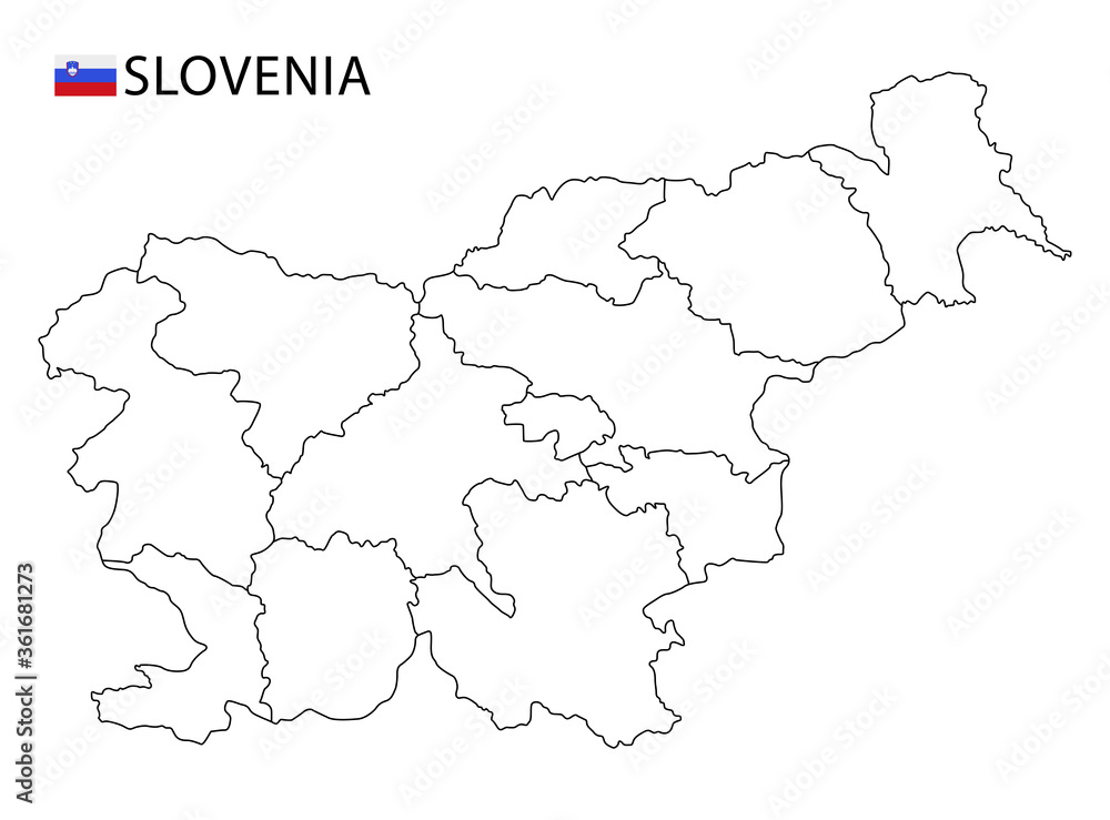 Slovenia map, black and white detailed outline regions of the country.
