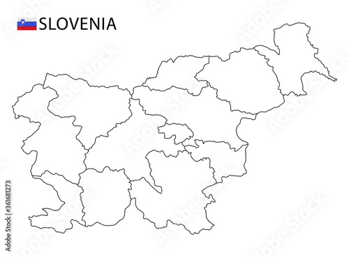 Slovenia map  black and white detailed outline regions of the country.
