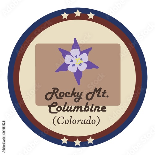 Colorado state with rocky mt.columbine flower