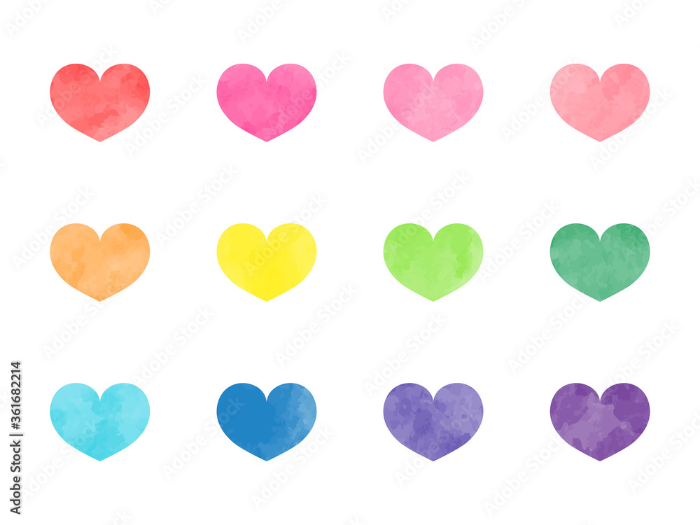 Watercolor texture vector illustration of colorful heart