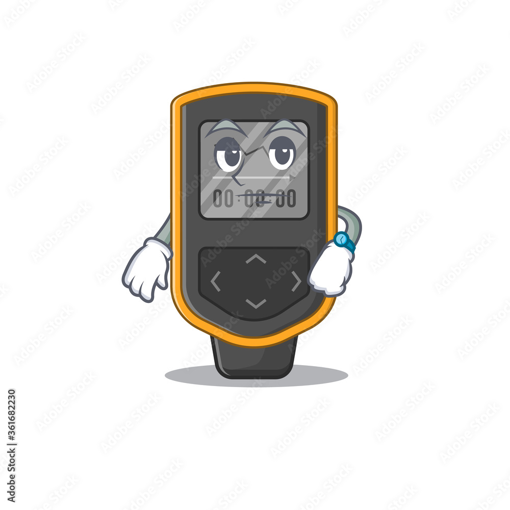 Mascot design style of dive computer with waiting gesture Mascot design style of dive computer with waiting gesture