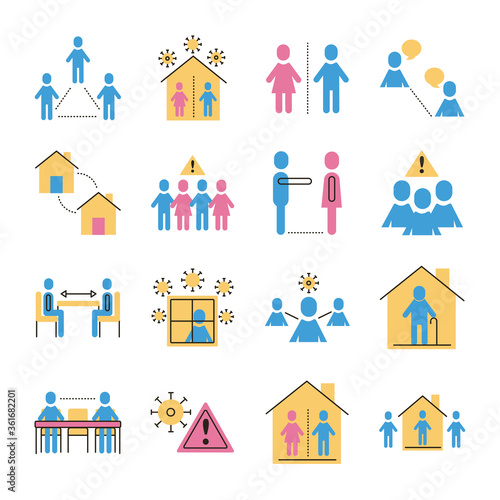 bundle of distance social set icons