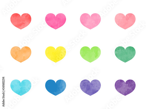 Watercolor texture vector illustration of colorful heart