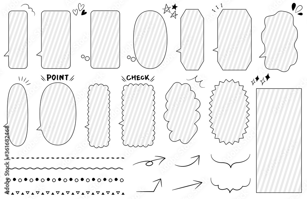 縦の吹き出しセット モノクロのボーダー柄 Stock ベクター Adobe Stock 縦の吹き出しセット モノクロのボーダー柄 Stock ベクター Adobe Stock