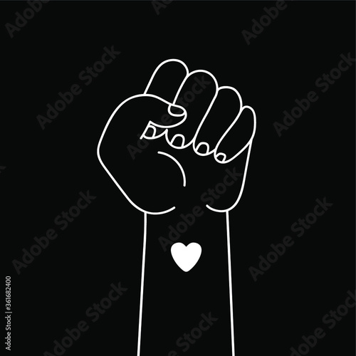 black lives matter protest in USA to stop violence to black people. Hand symbol BLM.BIPOC.  Fight for human right of Black People in U.S. America. Flat style vector. web page