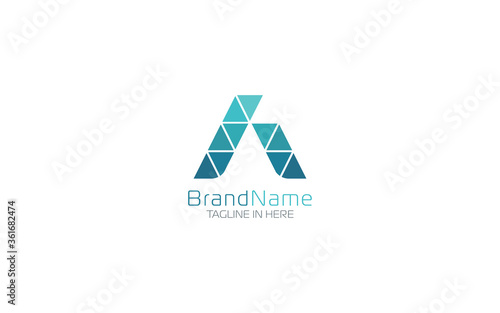 Letter A logo design template with triangle symbol in modern minimalist style