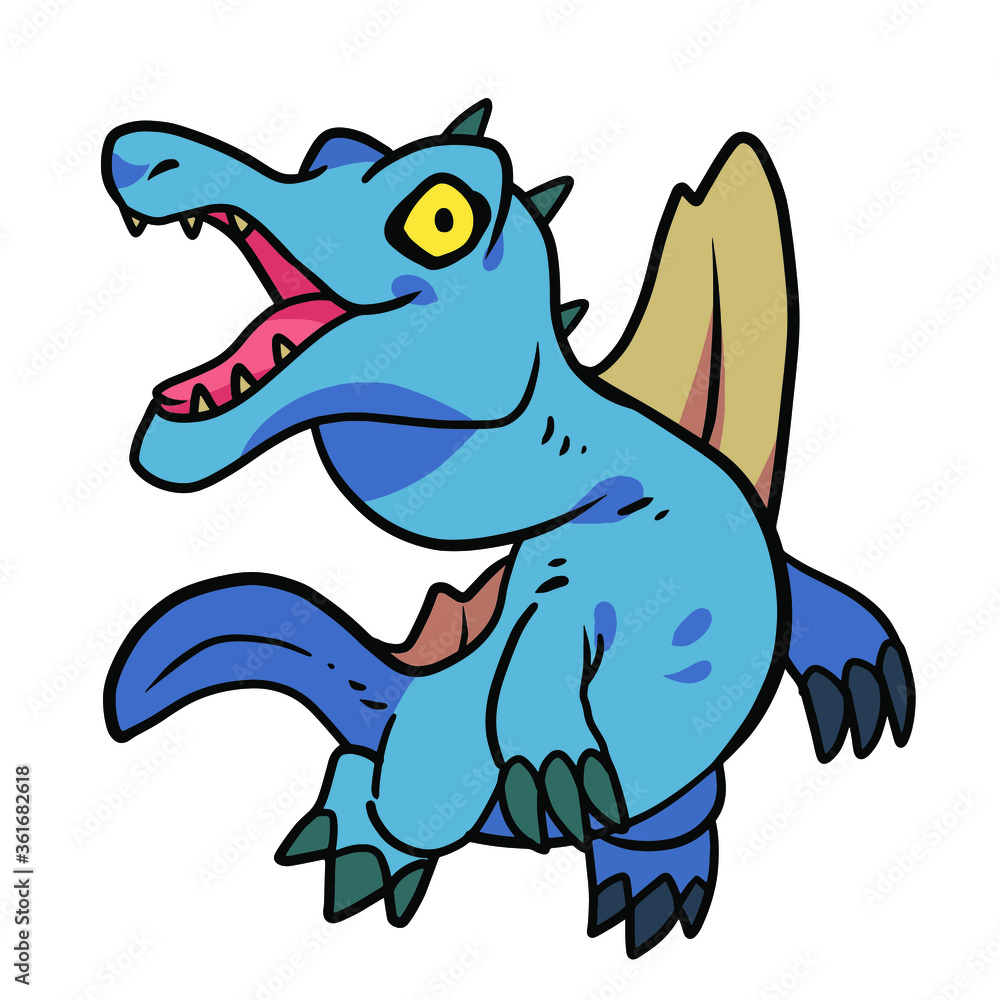 Hand Drawn Cartoon Spinosaurus For Dinosaur Related Design Hand Drawn Cartoon Spinosaurus For Dinosaur Related Design