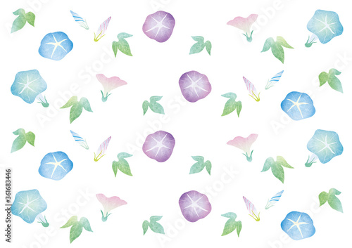朝顔の花 つぼみ 葉 ベクター パターンイラスト 水彩 Stock ベクター Adobe Stock 朝顔の花 つぼみ 葉 ベクター パターンイラスト 水彩 Stock ベクター Adobe Stock