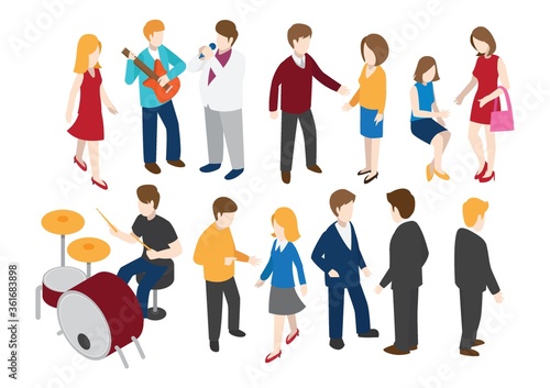 Set of isometric people