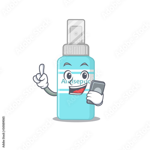 caricature character design style of antiseptic speaking on phone