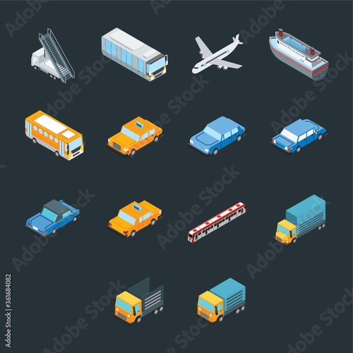 Isometric transportation icons