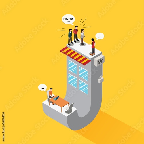 Isometric alphabet j