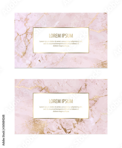 Marble business cards with gold veins texture.