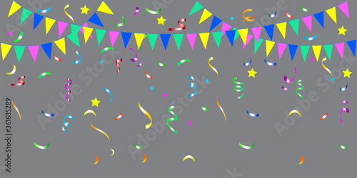 bunting for the holidays. Flag template with serpentine. Festive Party Background. Vector image. Stock Photo.