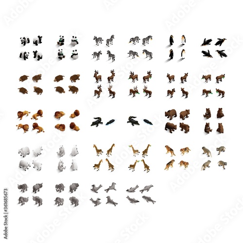Set of isometric animals