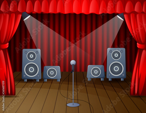 Festive stage with microphone and speaker
