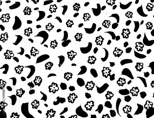 Fototapeta Naklejka Na Ścianę i Meble -  White and black vector. Grunge background. Abstract brush pattern.