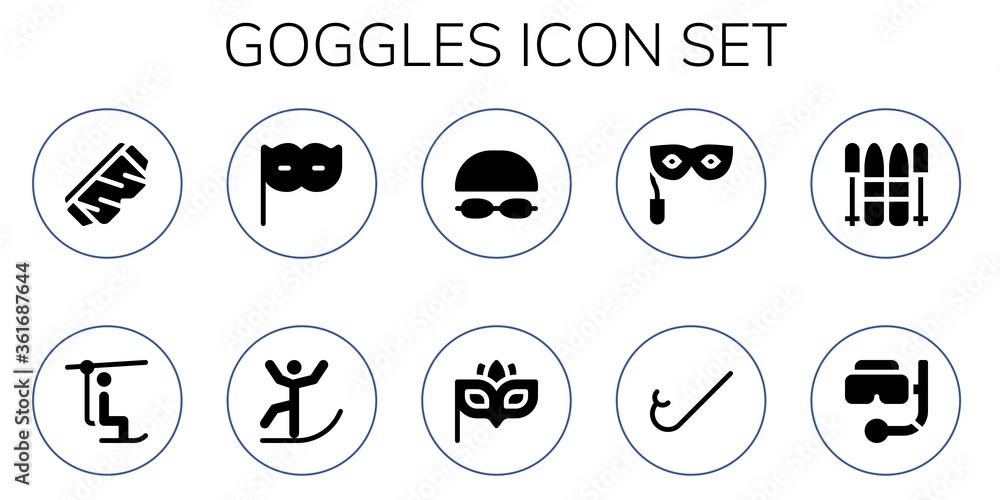 goggles icon set goggles icon set