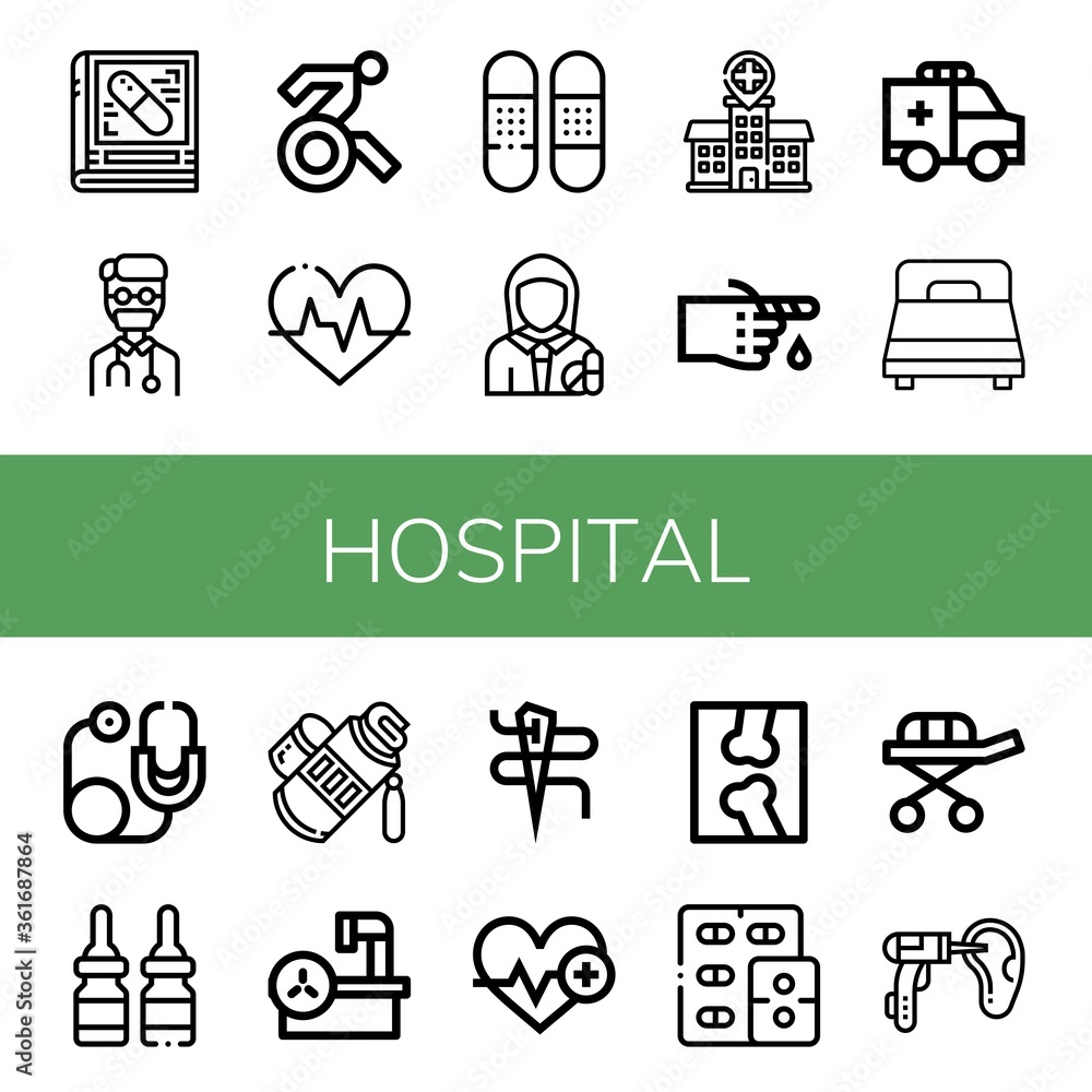 hospital simple icons set