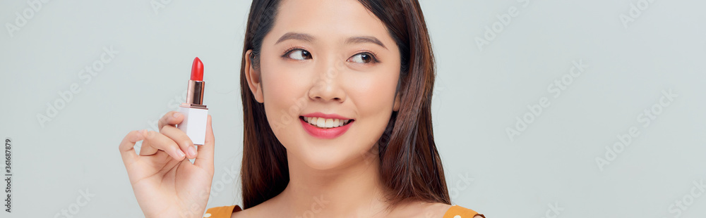 beauty woman applying lipstick on lips beauty woman applying lipstick on lips