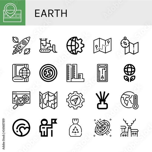 earth simple icons set
