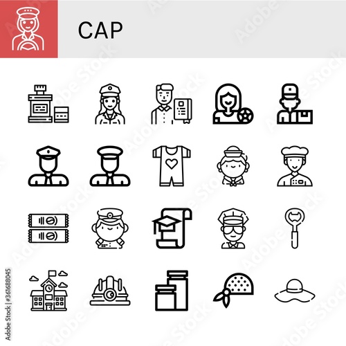 cap simple icons set