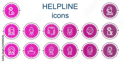 Editable 14 helpline icons for web and mobile