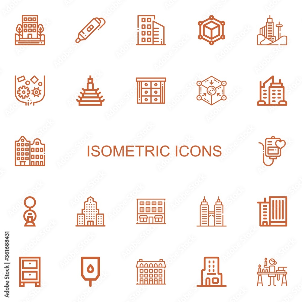 Editable 22 isometric icons for web and mobile