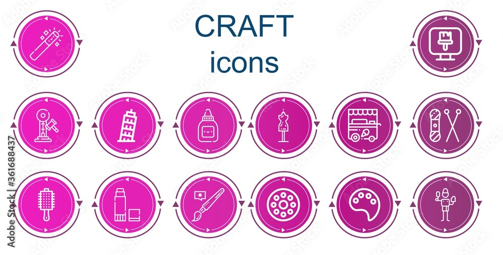 Editable 14 craft icons for web and mobile Editable 14 craft icons for web and mobile