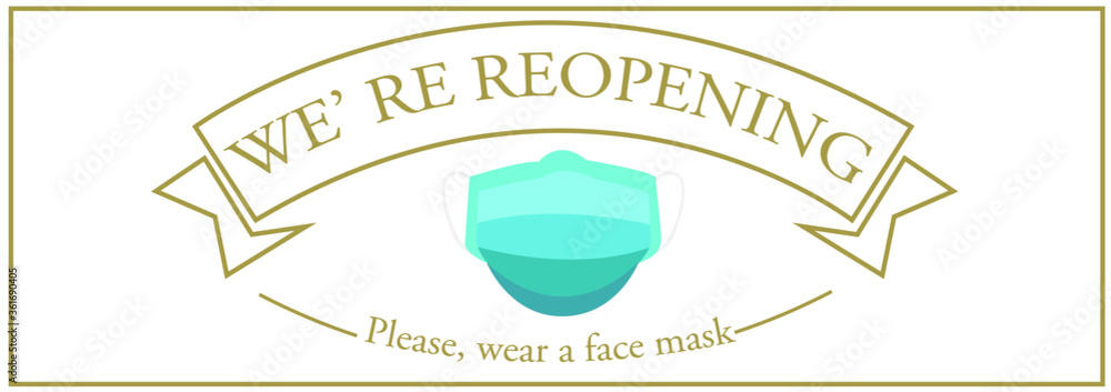 Welcome now open keep social distance and use face mask. Vector.Welcome ...
