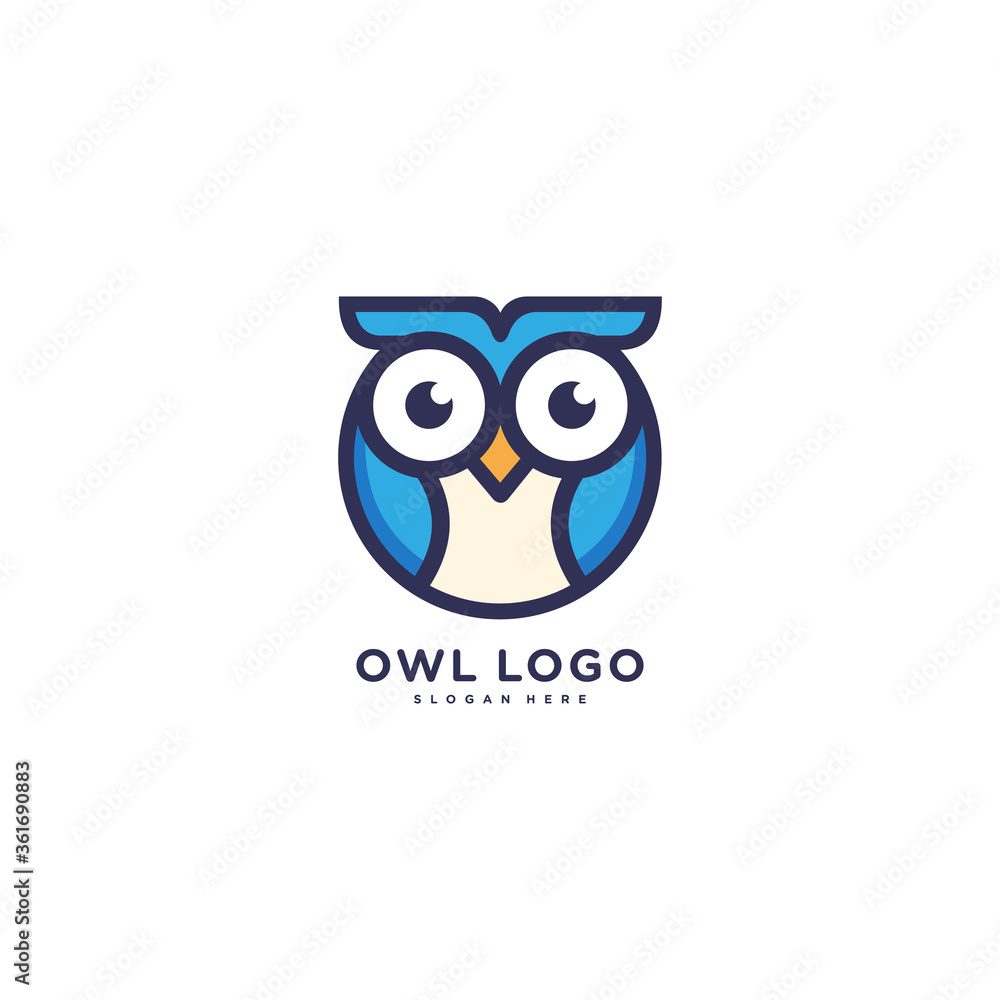 Owl Logo from lines sign bird icon for business monochrome