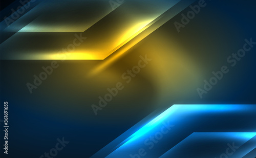 Dynamic neon shiny abstract background. Trendy abstract layout template for business or technology presentation, internet poster or web brochure cover, wallpaper