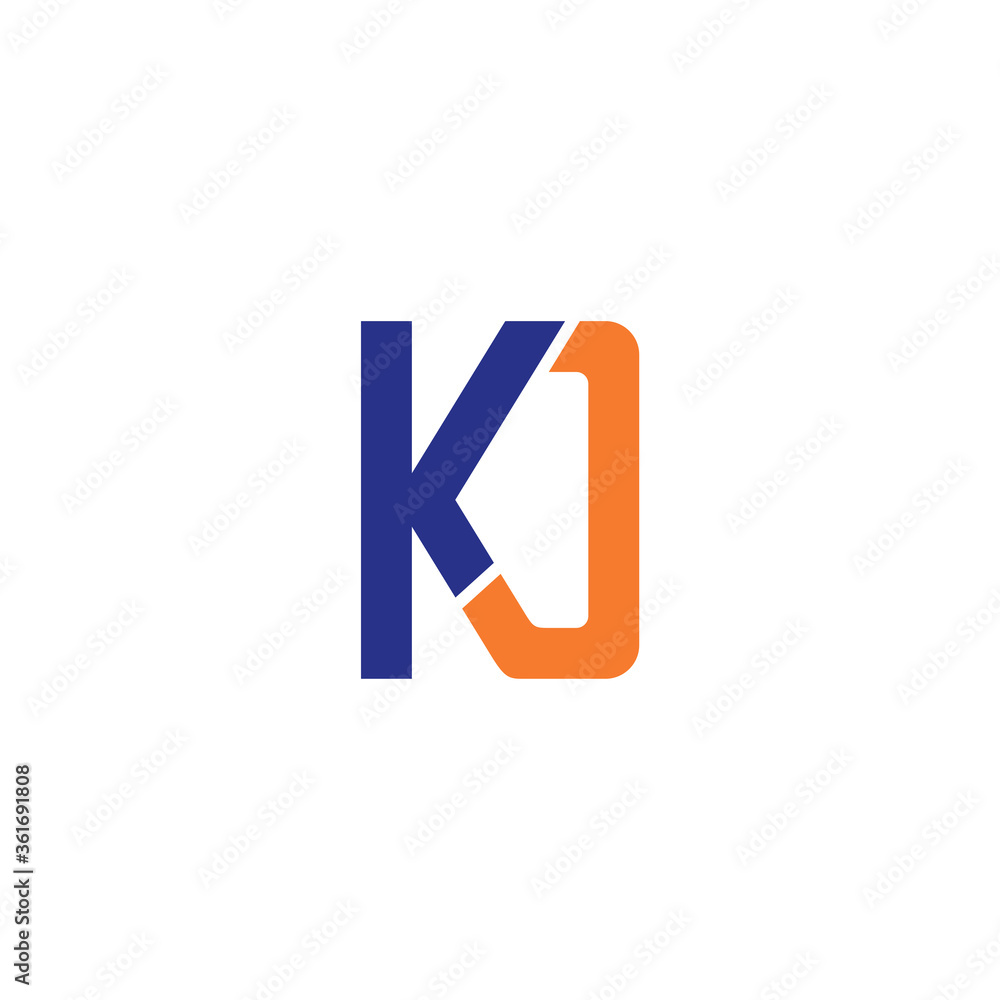 initial letter K and J, KJ, JK logo, monogram line art style design template initial letter K and J, KJ, JK logo, monogram line art style design template